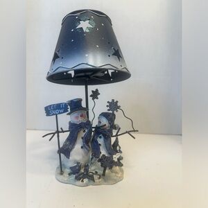 Snowman Tea Light Candle Holder With Shade